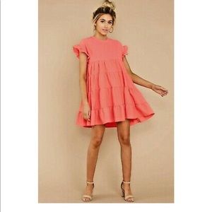 Petal Roz Ruffle Coral Dress Large NWT